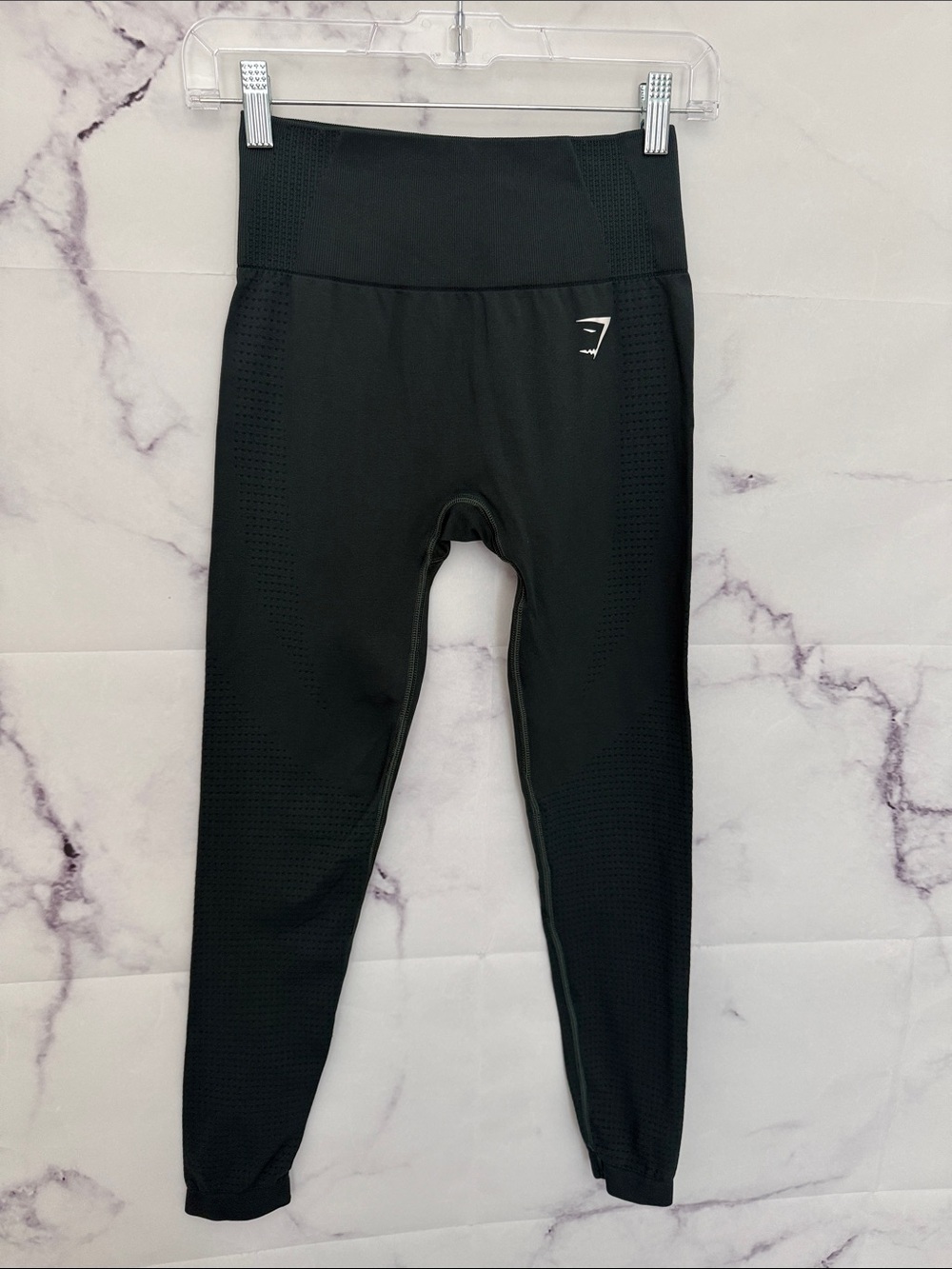 GYMSHARK Energy Seamless Cropped Perforated Leggings Dark Green Size XS (Est)